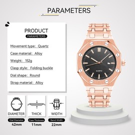 BARAMON Men's Watches, Royalty Stainless Steel Quartz Movement Date Male Clock Waterproof Luminous Hands Casual Business Wrist Watches for Men