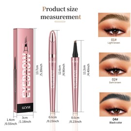 GCVSE 2Pcs Eyebrow Pencil, Rose Gold Microblading Eyebrow Pencil with 4 Micro-Fork Tips, Long-Lasting Brow, Waterproof, Smudgeproof - Easy Creation of Natural Looking Defined Eyebrows (Dark Brown)