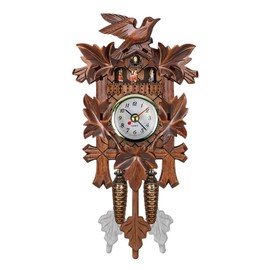 candlejeeft Cuckoo Wall Clock, Chiming Classic Brown Hanging Bird Clock Cuckoo Bird Voices Call Wall Art Vintage Wooden Design for Family Living Room Office Decoration