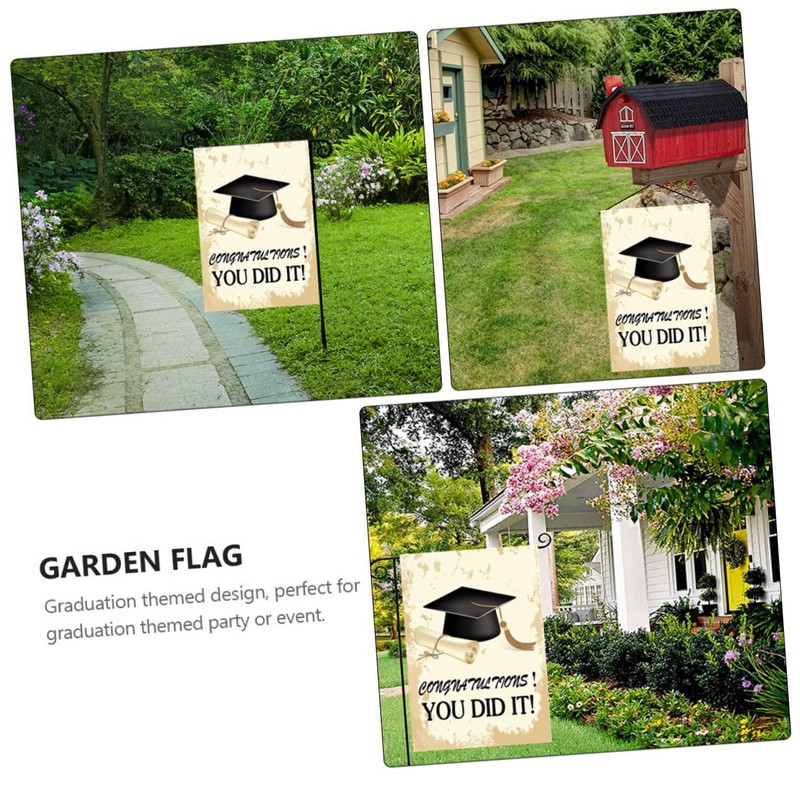 Mipcase 1pc Graduation Garden Flag Decorative Outdoor Banner Graduation Elements