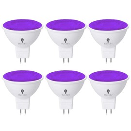 BlueX 6 Pack LED MR16 Purple Light Bulb - 6W (50Watt Equivalent) - GU5.3 Bi-Pin Base 12V, Party Decoration, Porch, Home, Holiday Lighting, Decorative Illumination