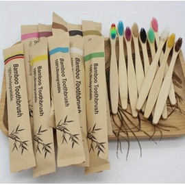 Bamboo Toothbrushes 5 Pack – Eco-Friendly Wooden Toothbrushes with BPA-Free Soft Bristles, Individually Wrapped, Biodegradable Packaging, Natural Zero Waste Oral Care, Mixed Colors
