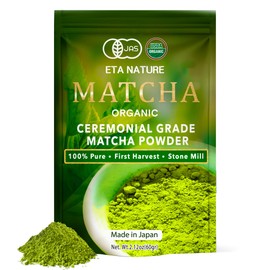 ETANATURE Premium Ceremonial Grade Matcha Powder - Matcha Green Tea Powder for Metabolism, Brain and Sleep - JAS Certified Matcha Grade from Japan Kagoshima Farms 60 Servings - Ceremonial Tea 60g