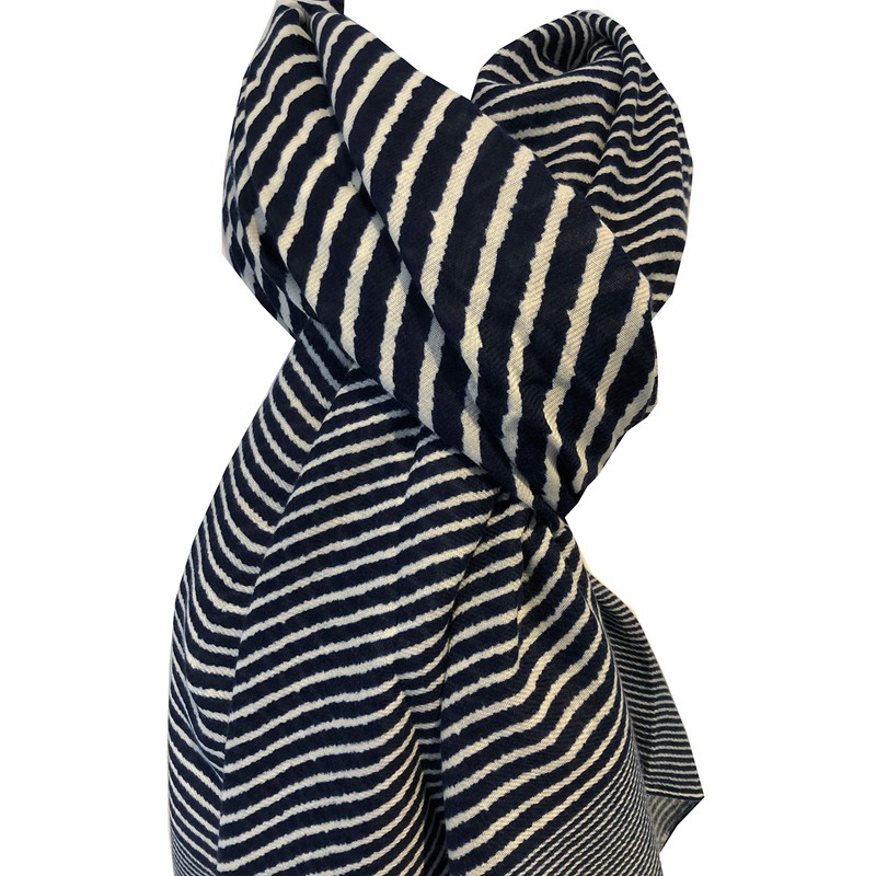 Pamper Yourself Now Navy Blue with White Stripes Long Soft