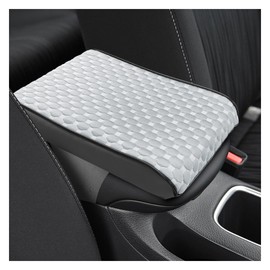 UHANBUT Car Center Console Cover, Leather Memory Foam Armrest Cushion, Breathable Comfortable Support Car Armrest Cover, Anti-Slip Arm Rest Seat Box Protector, Universal Vehicle Accessory (Black/Grey)