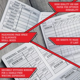 MaLetics – A6 Pocket Fitness Journal – Set 15 Goals, Track 93 Workouts, Measure Progress & Log 24 Personal Records – Sweatproof Design, Daily Planner & Exercise Log Book For Men & Women