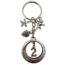 I Love you to the Moon and Back Keyring 2nd Birthday Anniversary Tyrannosaurus Rex Dinosaur Charm Pendant