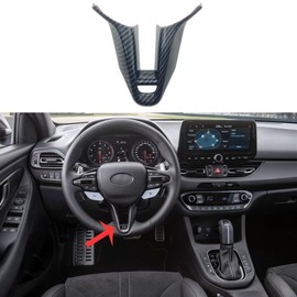JUIVEEL Carbon Fiber Style Car Steering Wheel Lower Trim Cover Inner Steering Wheel Frame Cover Compatible with Hyundai Veloster JS N i30 N Accessories