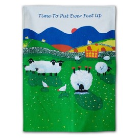 Thomas Joseph Tea Towel, Time To Put Ewer Feet Up Sheep Design
