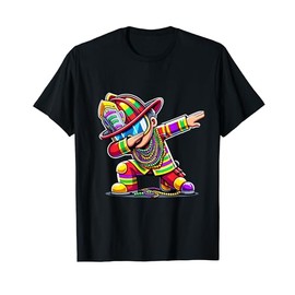 Funny Mardi Gras Outfit Dabbing Mens Team Firefighter Squad T-Shirt