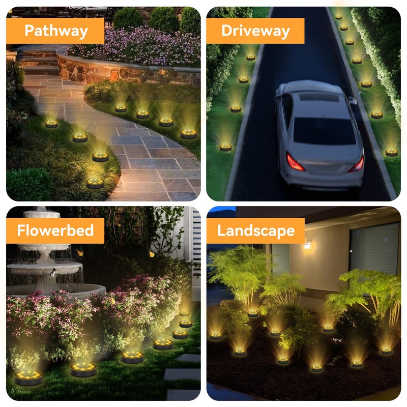 ELUTENG Solar Lights for Outside, 8 Pack Solar Ground Lights
