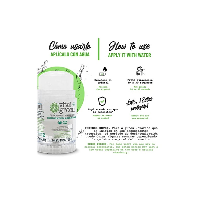 Desodorante Piedra Natural Aloe Vera 100g Sin Color 6 u/pqt