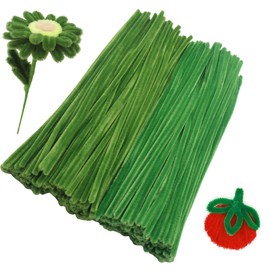 Apedoixy 200 Pieces Pipe Cleaners Craft Bulk 2 Assorted Colors,6mm x 12inch Thick Fuzzy Chenille Stem Sticks for Craft Art DIY Projects Decorations (Moss Green,Green)