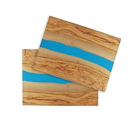 Winkee - 2 x The River Serving Board Small | Quality Chopping Board Made of Olive Wood and Resin | Antipasti Serving Plate | Olive Wood Serving Board | Gift for Christmas, Wedding, Birthday