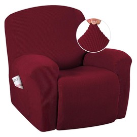 H.VERSAILTEX Super Stretch Recliner Cover Recliner Couch Covers Recliner Chair Cover Form Fitted Non Slip Reclining Slipcovers for Standard Large Recliner, Soft Thick (1 Pack, Burgundy Red)