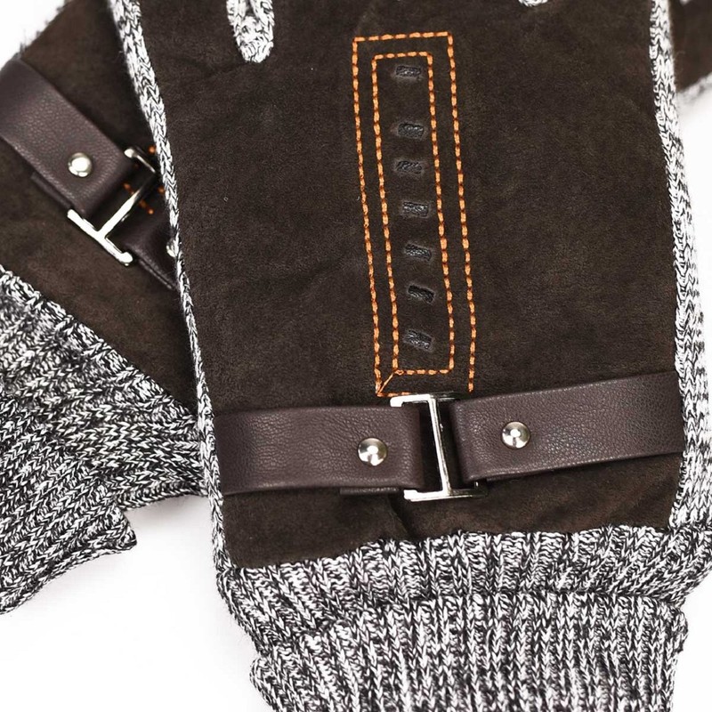 heekpek Men's Winter Leather Gloves Thick Warm Fleece Windproof Gloves