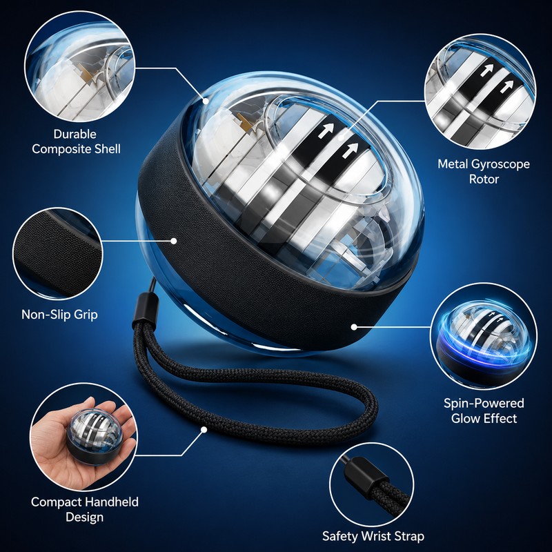 Gyroscopic Forearm Exerciser for Wrist & Grip Training - Self-Starting