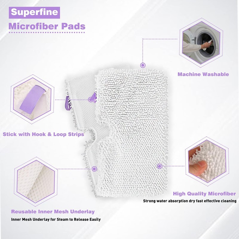 Tidy Monster 4 Pack Microfiber Steam Mop Replacement Pads for