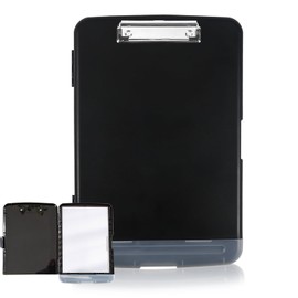 ZITUZY Clipboard A4 with Lid, Plastic Clipboard with Tray, Portable Writing Clipboard, Plastic Writing Board for School, Industrial, Office (Black)
