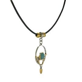 Gold and Silver Drop Black Leather Cord Vintage Bohemian Style Necklace - 18 or 20 inch (18, Gold, silver, black, turquoise)