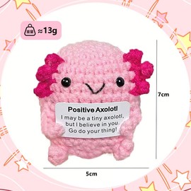 Yamobi Positive Crocheted Axolotl Gifts, Crochet Emotional Animal, Positive Gifts, Small Inspirational Axolotl Gift, Crochet Support Animal
