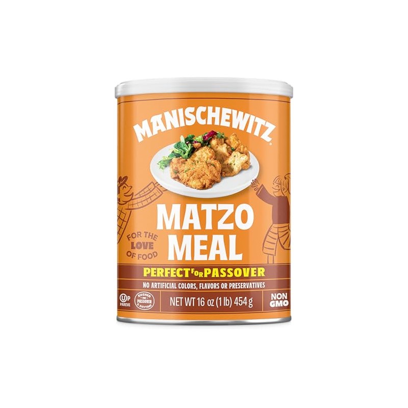 Manischewitz Matzo Meal, 16oz Resealable Canister | Perfect for Coating