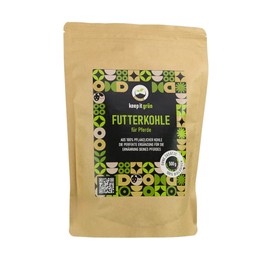 Feed Charcoal for Horses (500 g) - No Additives | Perfect Grain for Feed Addition | Can Bind Harmful and Toxins | Pure Vegetable & Tasteless | for Better Stable Climate | keep it grün