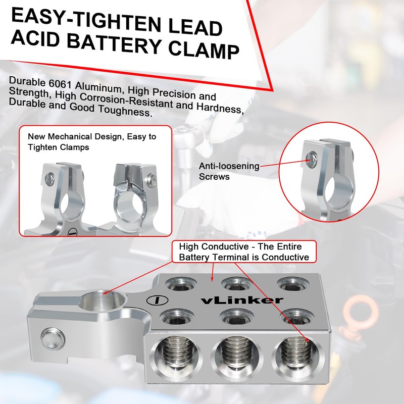 VGATE vLinker 6x00 (2/0) AWG Gauge Lead-Acid Battery Terminals Clamp,