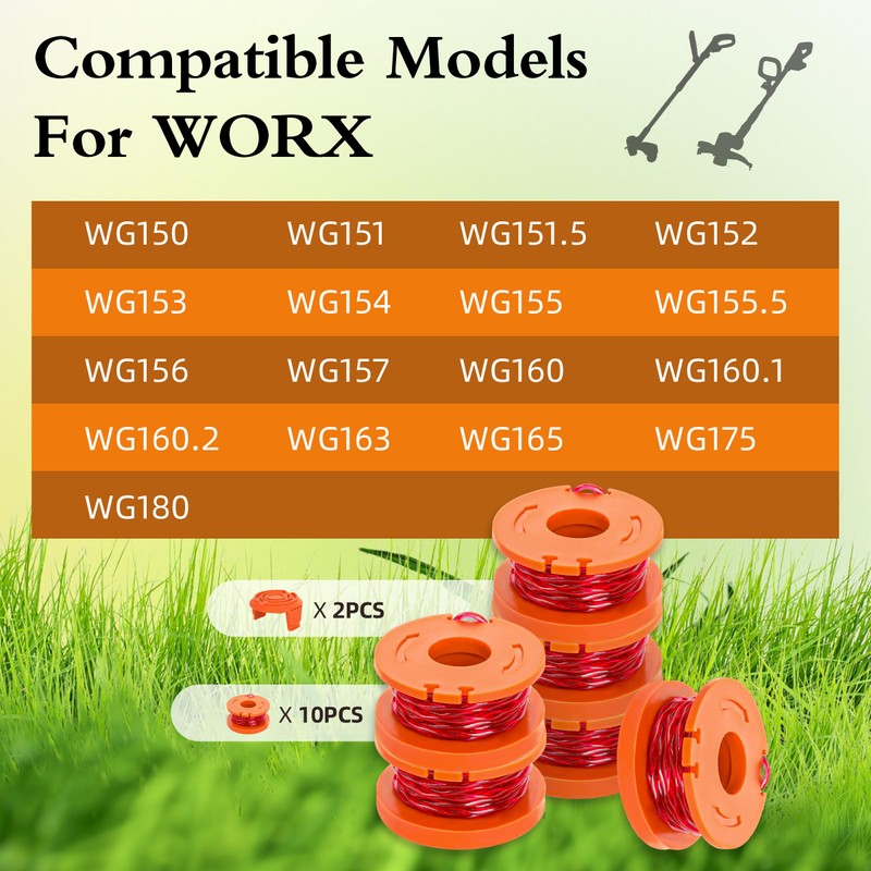 Trimmer Spool Line for Worx,12 Pack WA0010 Edger Spools Replacement