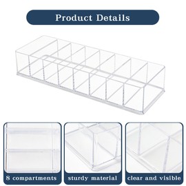 Klmnop 2 Pack Water Drink Packet Holder, Clear Plastic Drink Packet Organizer with 8 Compartments, Water Flavor Packet Organizer for Kitchen, Office(Clear)