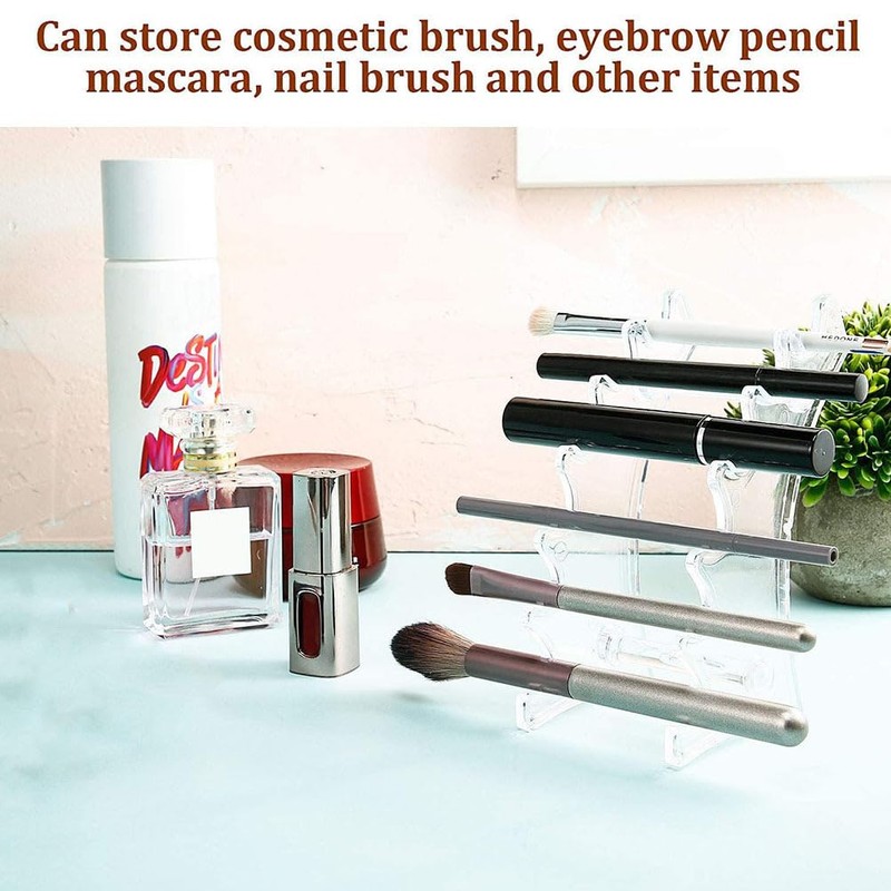FOMIYES Transparent Acrylic Pen Holder for Desk, 2Pcs Eyeliner Eyebrow