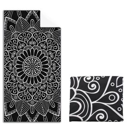 Invool Beach Towel, Extra Large 180x80cm Quick Dry Microfiber Towel for Adult, Lightweight Sand Free Towel, Perfect for Swimming, Travel, Camping, Gym, Yoga, Vacation (Mandala Black)