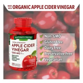 Natures Truth Vinagre De Manzana 1200mg 180 Caps Sabor Sin Sabor                                                                                      