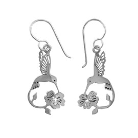 Long Hummingbird 925 Sterling Silver Drop Earrings