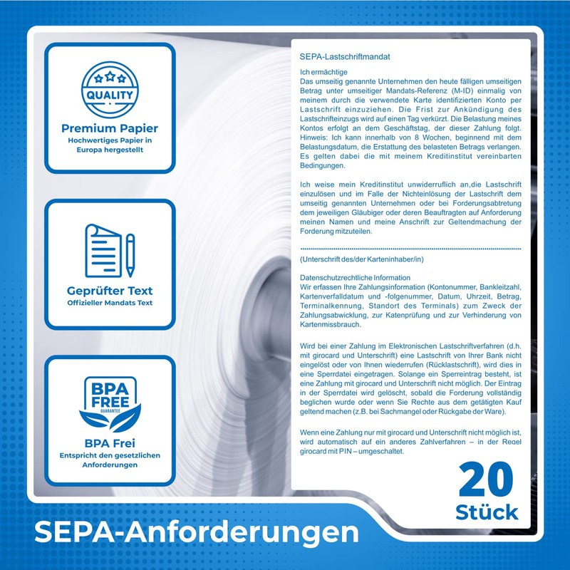 Premium EC Cash Thermal Rolls with SEPA Direct Debit Text