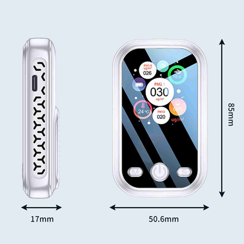 Air Quality Detector High Accuracy 1.9in Color Screen Portable Indoor