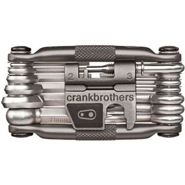 Crank Brothers Multi 19 Tool - Nickel/Bicycle Cycling Cycle Road Mountain Trail Folding Fold Emergency Survival Repair Kit Screwdriver Hex Wrench Multifunction Essential