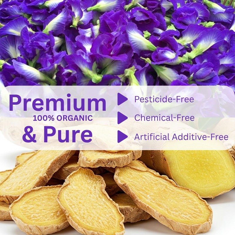Organic Butterfly Pea Flower and Spicy Ginger Root 20 Tea