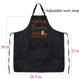 BNQL Bourbon Apron Bourbon Lover Gifts I Drink Bourbon And I Know Things Gifts Apron Funny Alcohol Gifts Bourbon Kitchen Aprons