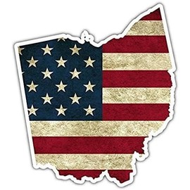 Ohio State US Flag Vintage American Flag Vinyl Bumper Sticker Decal