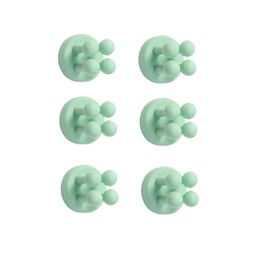 uvbws 6 Pack Silicone Toothbrush Holders, Waterproof Razor Hooks Adhesive Wall Mounted, Multi-Function Cute Hook for Kitchen Bathroom Home Office（Green