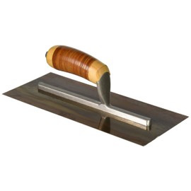 Kraft Tool PLE459L Elite Series Five Star Golden Stainless Steel Plaster Trowel with Leather Handle, 12 x 5-Inch