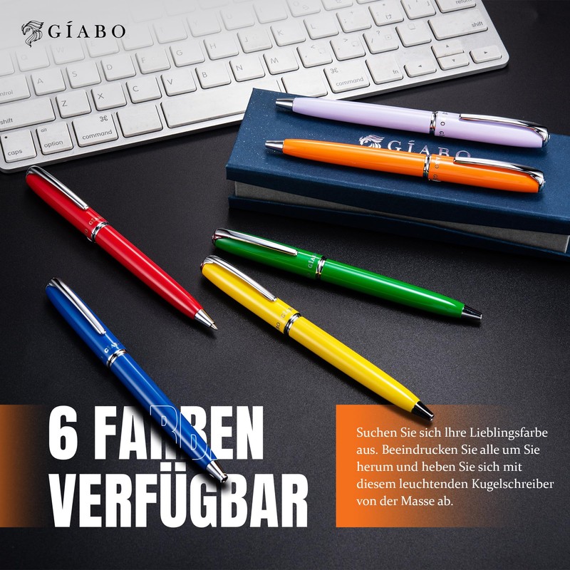 Gíabo High Quality Orange Stainless Steel Ballpoint Pen with Chrome