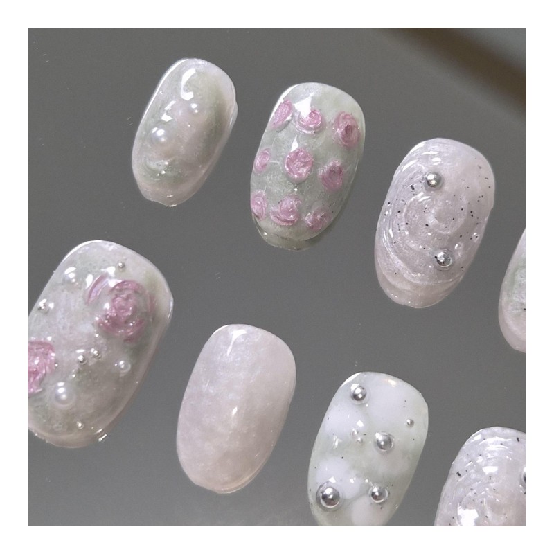 Rose Objet [Handmade Nail Tips] - Short Square / 로즈오브제