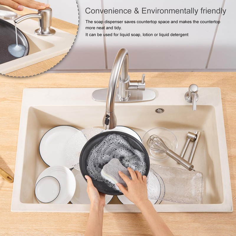 GAGALIFE Kitchen Sink Soap Dispenser with 17 OZ Large Bottle