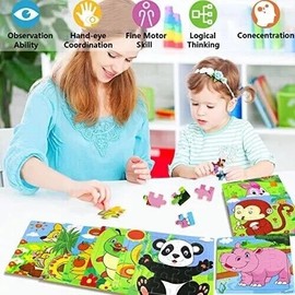 Unbranded Wooden Jigsaw Puzzles for Kids Ages 3-5, 10 Pack- choose from 22 designs!!