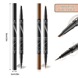 JAWUZ 2 Stück Augenbrauenstift,Augenbrauenstift Wasserfest,Microblading Augenbrauenstift,2-In-1 Dual-Ended Wischfest Eyebrow Pencil Kann Leicht Natürliche Augenbrauenfarbe(Braun+Black)