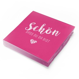 itenga Serviettes Schön dass du da bist 30 x 30 cm 3-Ply Pack of 20 for Communion Confirmation Wedding Christening and Other Celebrations (Pink/Fuchsia)