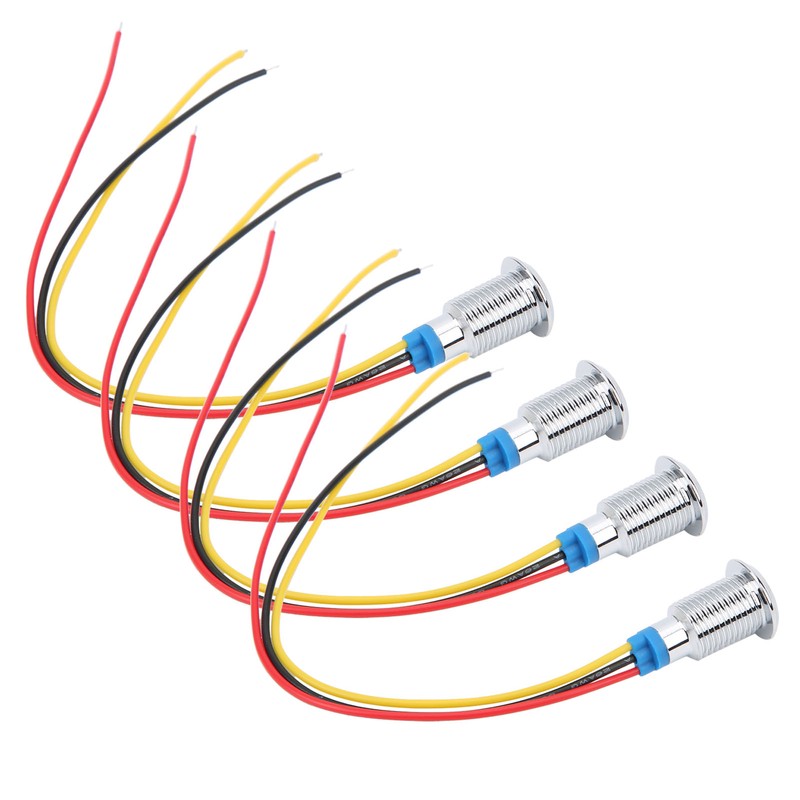 4 Sets PreWired Round LEDs Waterproof 2Color Indicator Common Cathod