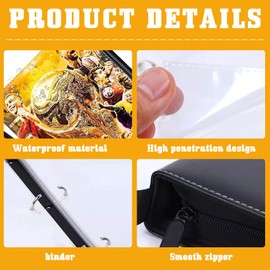 XPJBKC Football Cards Scrapbook, 400 Cards, Football Trading Cards, Album, 4 Pockets, 50 Sleeves, Football Scrapbook with Zip and Handle Loop, Waterproof Collector's Book